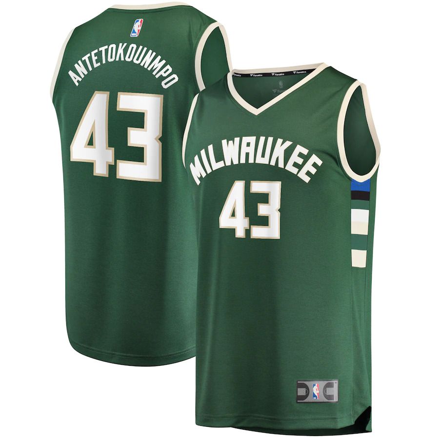 Men Milwaukee Bucks #43 Thanasis Antetokounmpo Fanatics Branded Hunter Green Fast Break Replica Player NBA Jersey->milwaukee bucks->NBA Jersey